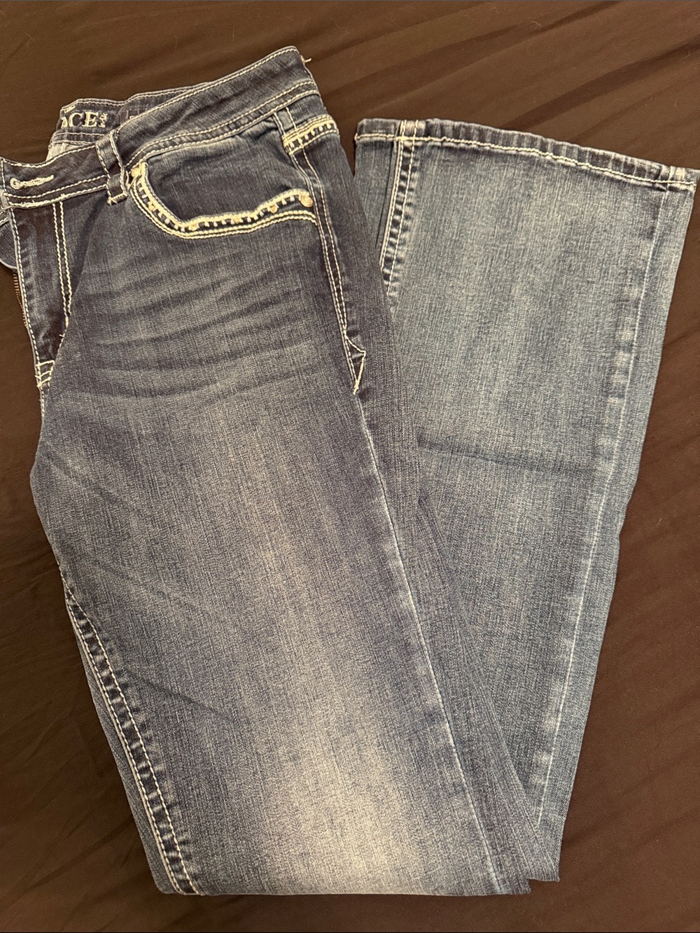 Grace in LA Women's Faded Blue Bootcut Jeans